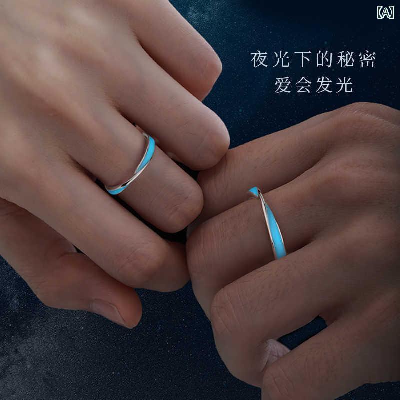 Other , Materials - 指輪 ペアリング カップル用 男女兼用 モビウス 蛍光 夜光 インスピレーション スタイル エナメル加工 高級感 シンプル デザイン ユニセックス アクセサリー ラブリー シルバー調 日常使い ギフト向き 輝く 装飾 細身 形状 ロマンチック モチーフ