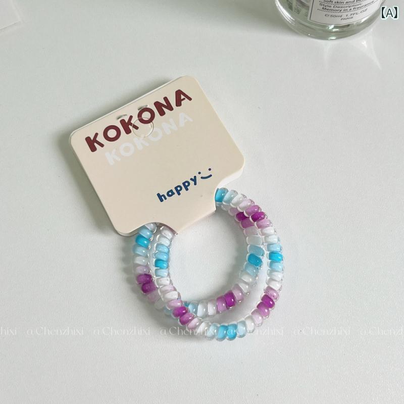 ヘアアクセサリー 韓国 2本セット 髪ゴム 丸型 丸子ヘア 電話線 ヘアバンド 高級感...