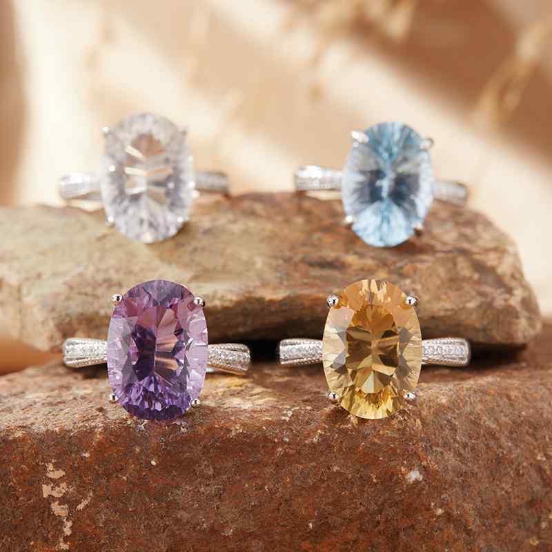 指輪 女性用 純銀 カラージュエリー 天然トパーズ 紫水晶 黄水晶 宝石 アクセサリー 華やか 輝き 普段使い ファッション ジュエリー カラフル ストーン リング デザイン 繊細 女性アクセサリー