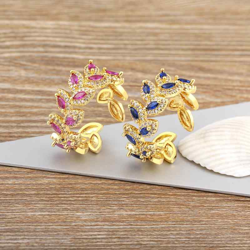 Other , Materials - 指輪 女性用 オープンデザイン 18K電気メッキ加工 葉っぱ 幾何学 フルジルコニア シンプル モダン カジュアル 普段使い 軽量 キラキラ ゴールド シルバー ユニセックス ファッションアクセサリー デイリー 洗練 洗練デザイン 日常コーデ