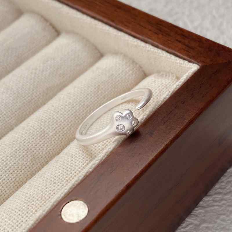 指輪 女性用 かわいい 猫爪 デザイン シンプル 精致 スターリングシルバー ダークマット オープンリング シルバーアクセサリー ファッ..