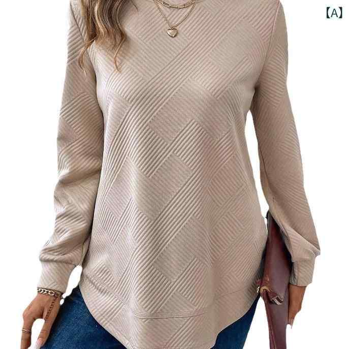 レディース トップス 丸首 長袖 Tシャツ ゆったり シルエット コットン 素材 カジ...