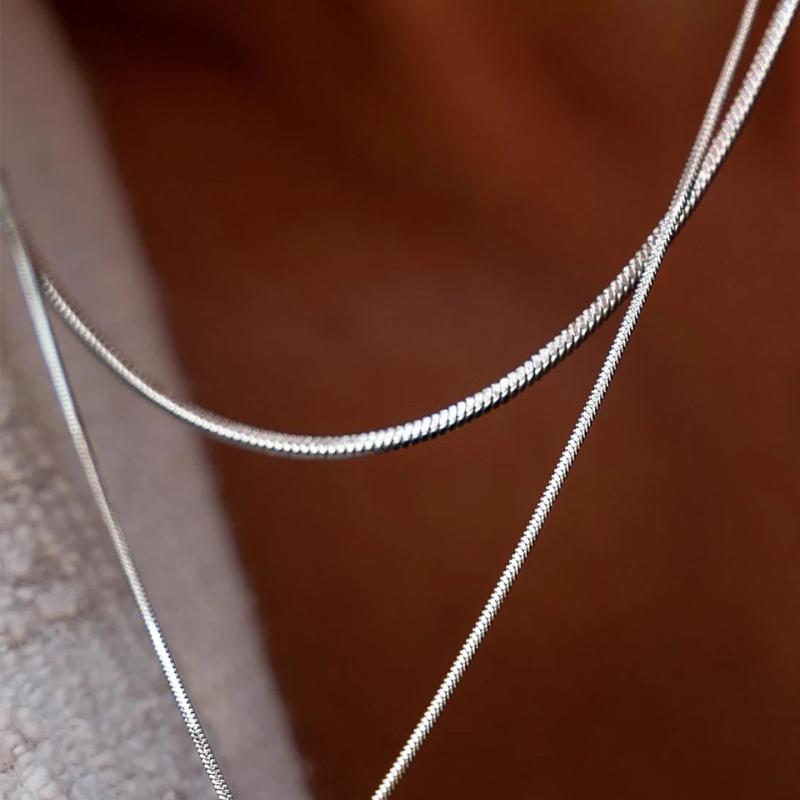 メンズ ネックレス ステンレス シンプル 高級感 スクエアチェーン 18K チタン合金 普段使い 軽量 シルバー系 通年