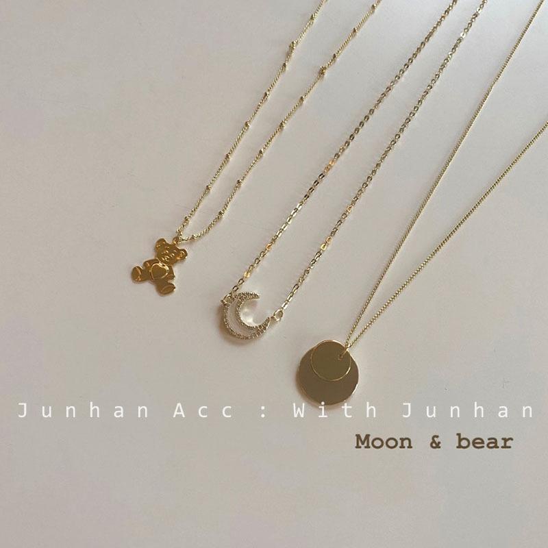 Heart - ネックレス 女性用 かわいい クマ モチーフ ジオメトリック デザイン ゴールド ステンレス 2連 レイヤード 鎖骨チェーン 気質 外出用 アクセサリー トレンド スタイリッシュ 軽量 普段使い 通勤 デイリー シルバー ブラック ピンク 秋冬