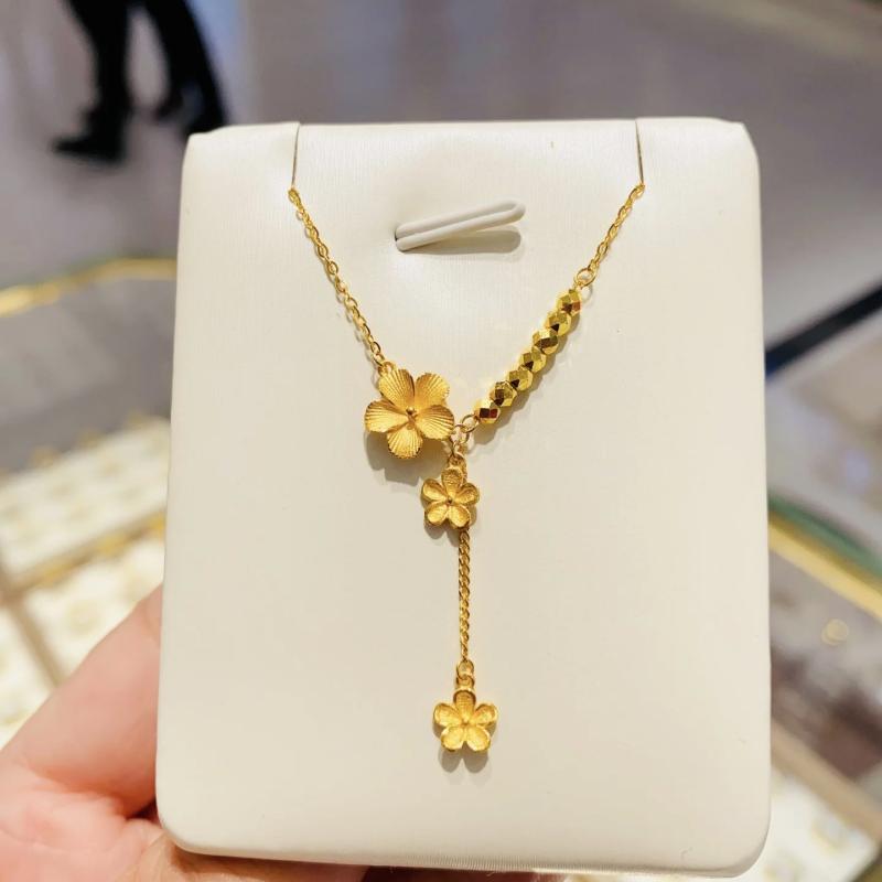 ネックレス レディース ゴールド S925 シルバー 桃の花 タッセル 鎖骨チェーン チ...
