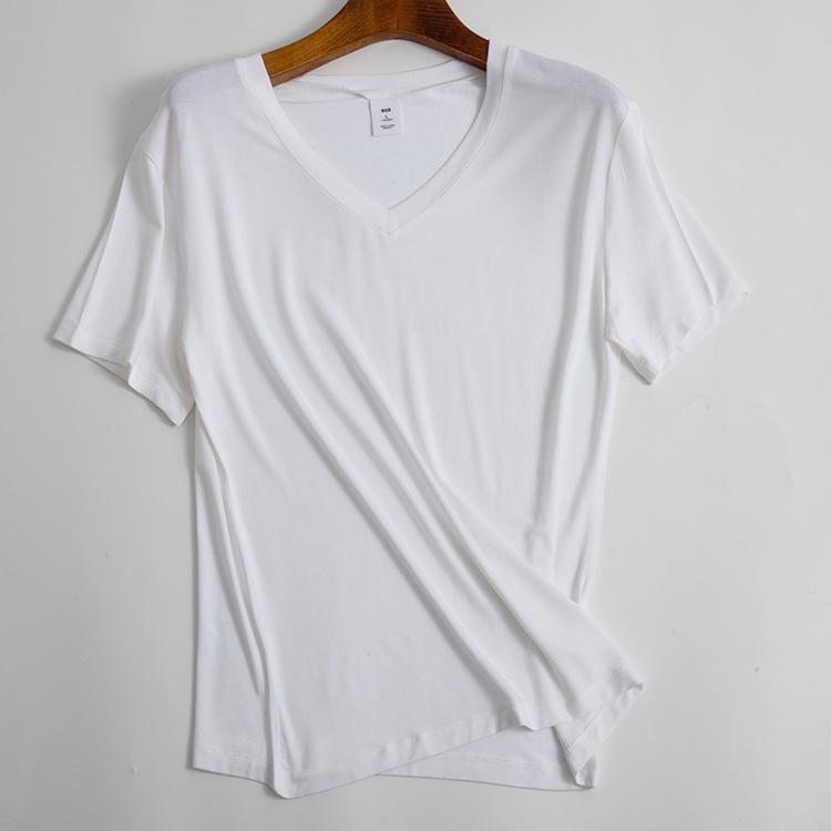 Tシャツ レディース Vネック 短袖 ゆったりシルエット 2023年 通勤用 女性用 無地 インナー 接触冷感 吸湿速乾 綿素材 軽量 伸縮性 春夏 ブラック ホワイト ベージュ グレー ピンク ネイビー カジュアル 普段使い