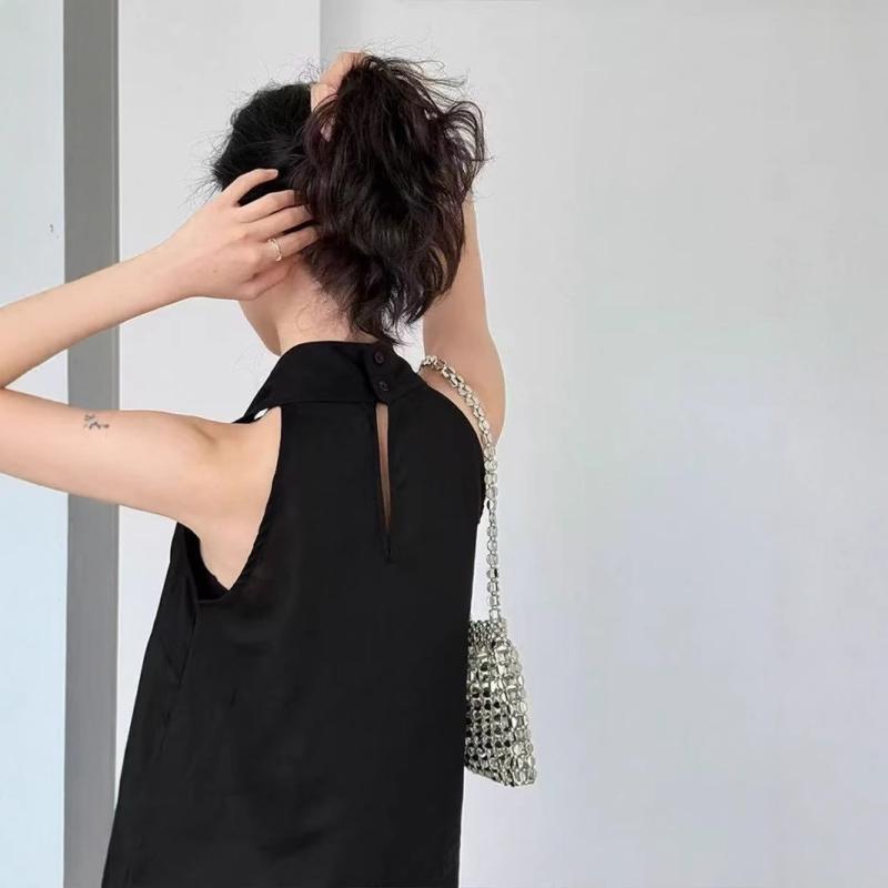 Other - シャツ 女性用 春夏 韓国 ルーズフィット スリム ファッション 老成 フレンチスタイル Vネック ノースリーブ 綿混 軽量 吸湿速乾 通勤 普段使い ブラウス トップス かわいい ビッグシルエット