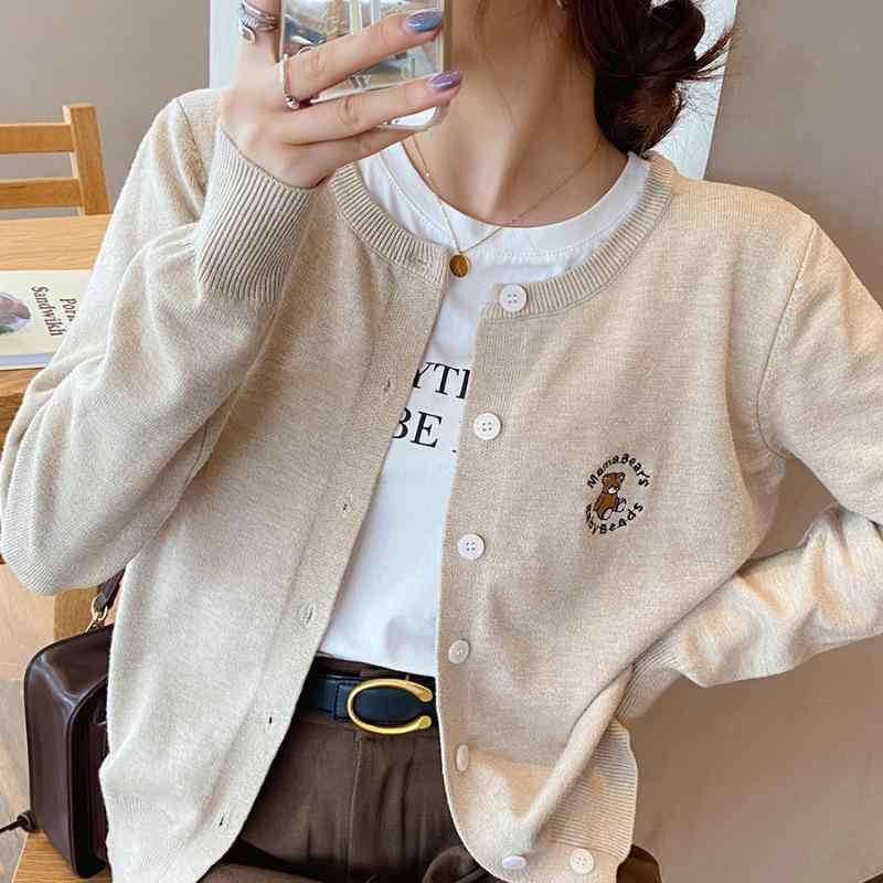 Rakuten - ニットカーディガン 女性用 早秋 吊り帯スカート 外套 薄手 上衣 切り替え デザイン 軽量 伸縮性 吸湿速乾 再生繊維 素材 ブラック ピンク系 アイボリー カラー 通勤用 普段使い トップス