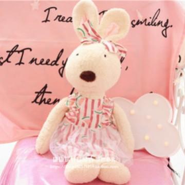 Rakuten - 春 ミニスカート レース ワンピース ウサギ ぬいぐるみ 服 交換可能 ふわふわ 布製 玩具 かわいい ピンク系 軽量 柔らかい 素材 通年 遊び 飾り アイテム