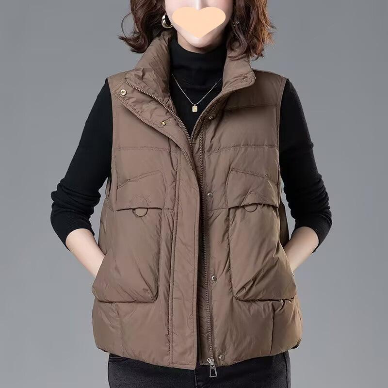 羽織 女性用 短め 秋冬 ゆったり レイヤード 厚手 外出着 ベスト 小柄対応 コート トレンド ダウン 軽量 暖か コットン ブラック グレー