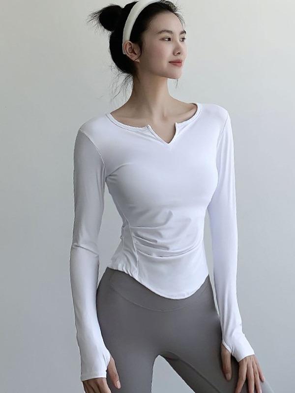 ヨガトップス 女性用 長袖 Vネック 運動Tシャツ 秋冬 速乾 伸縮性 接触冷感 吸湿速乾 ランニング フィットネス タイトシルエット スリムフィット 軽量 インナー アウトドア 部屋着 トップス インナーウェア スポーツウェア