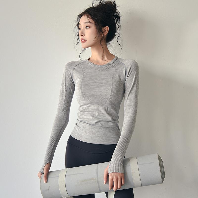 レディース トップス 長袖 秋冬 修身 ラウンドネック 速乾 ヨガウェア ランニング トレーニング フィットネス ウェア 吸湿速乾 ストレッチ 軽量 通勤 普段使い 部屋着 アウトドア ブラック グレー ネイビー 再生繊維