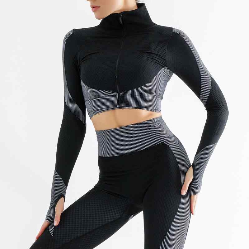 Wear - レディース 春夏 スポーツウェア 高腰 ヒップアップ フレア 伸縮性 フィットネス ランニング シームレス ヨガウェア ジッパー 接触冷感 吸湿速乾 軽量 普段使い アウトドア