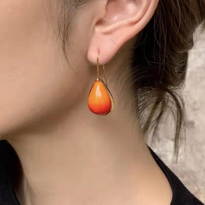 Other - イヤリング 女性用 水滴形 樹脂 切り替え グラデーション ビッグシルエット かわいい 個性派 キャンディカラー 森ガール 春夏 ファッション アクセサリー 軽量 普段使い 華やか ピンク系 グリーン系