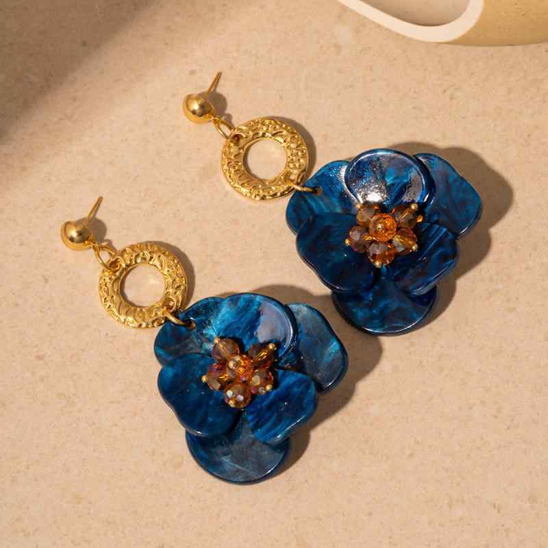 Cubic Zirconia - レディース イヤリング 花 花弁 樹脂 幾何学 シルバー 刺繍針 ファッション 気質 高級感 耳飾り 女性用 かわいい 軽量 華奢 デザイン 春夏 アクセサリー デイリー 普段使い
