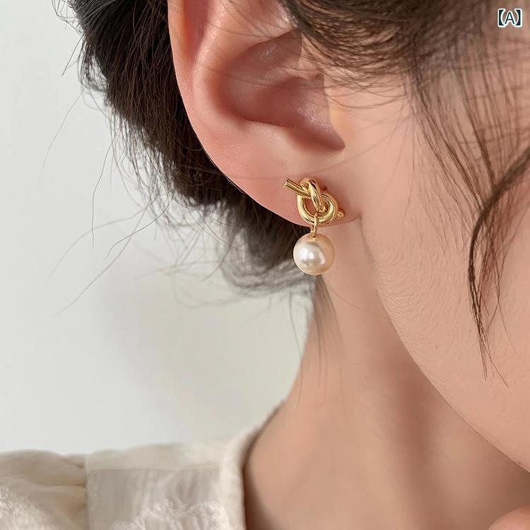 Amethyst - イヤリング 女性用 純銀 かわいい ハート型 ロープ結び デザイン 気品 高級感 ファッション アクセサリー シルバー ネット人気 スタイル 日常使い 軽量 繊細 形状 輝き ジュエリー