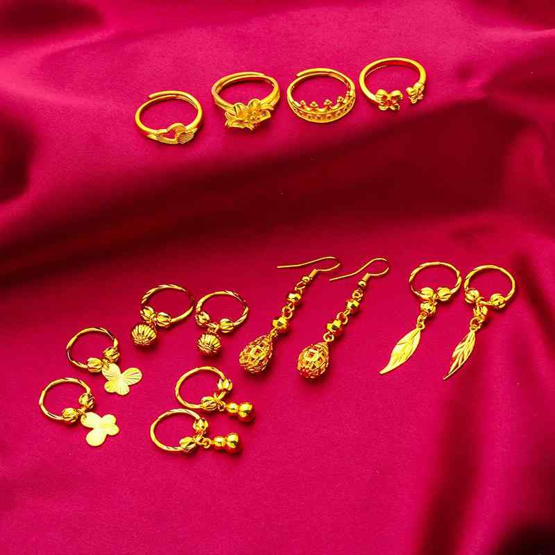 Chromium - イヤリング 女性用 蝶 葫芦 葉 ゴールド 華奢 軽量 普段使い かわいい アクセサリー ハンドメイド シンプル デザイン イヤーピアス 代替 樹脂素材 ファッション ジュエリー