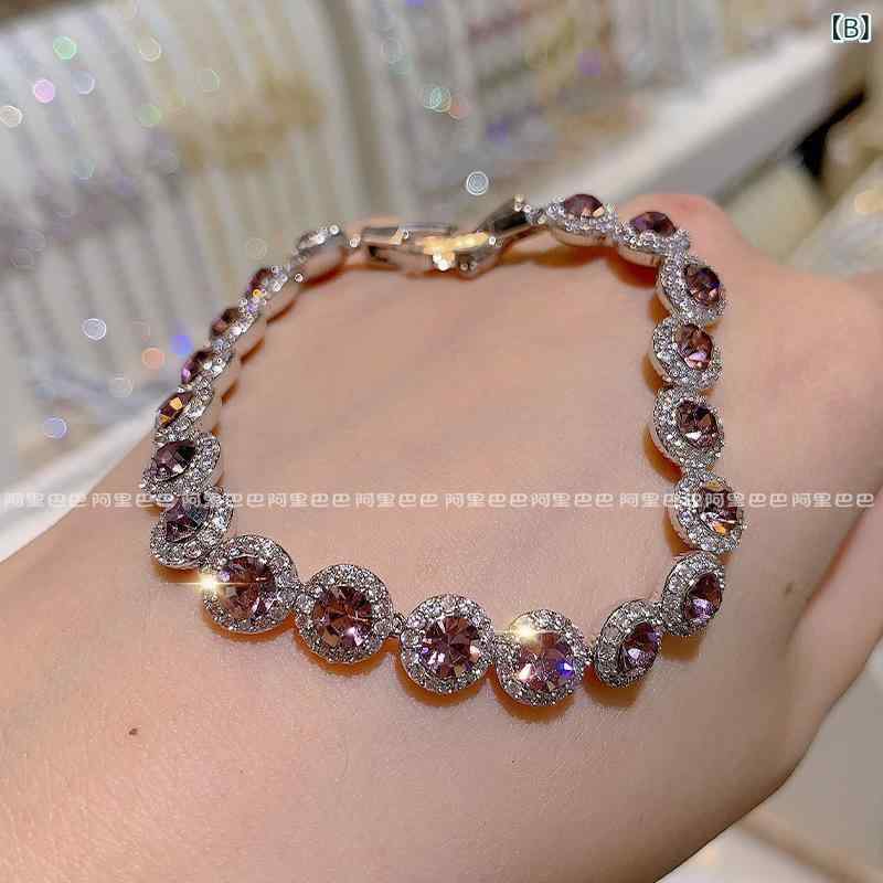 リバーパディのブレスレット 女性用 ジルコニア ラメ加工 軽量 高級感 性 気品 手飾り アクセサリー 普段使い シンプル シルバー系 カジュアル ジュエリー｜アングル2