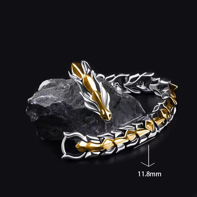 Other - メンズ ブレスレット ドラゴン デザイン ヒップホップ スタイル 復古 ファッション アクセサリー シルバー加工 チェーン ボーン モチーフ 普段使い 軽量 ユニセックス ラッキーアイテム