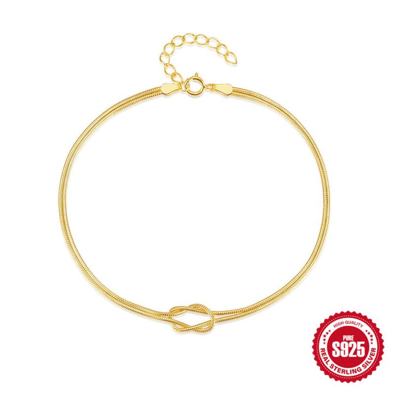 Women's Gold Snake Bone Heart Knot Silver Bracelet - Fashion Bracelet Chain Accessory - Simple Design, Lightweight, Delicate, Romantic, Perfect for Everyday Wear - Couple's Item