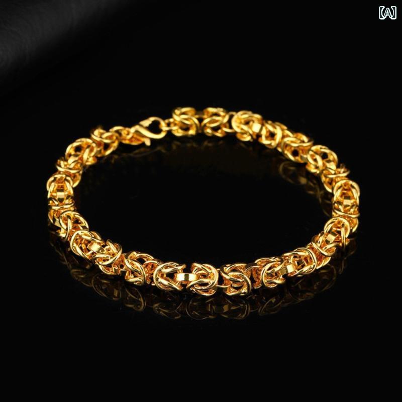 リバーパディのシルバー アクセサリー 女性用 メンズ ゴールドメッキ 18K ロマンチック カップル チェーン ブレスレット ペア セット シンプル プレゼント ギフト 日常使い 軽量 輝き ジュエリー｜アングル2