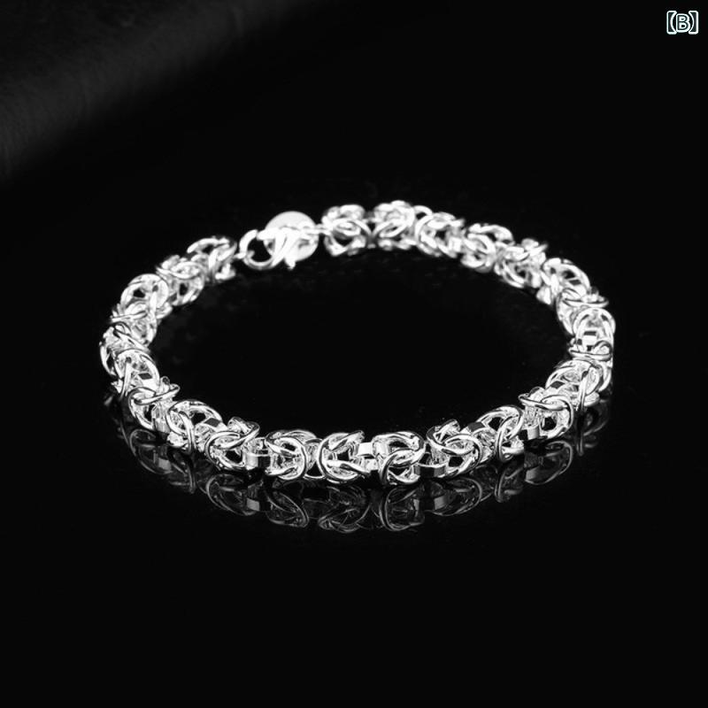 リバーパディのシルバー アクセサリー 女性用 メンズ ゴールドメッキ 18K ロマンチック カップル チェーン ブレスレット ペア セット シンプル プレゼント ギフト 日常使い 軽量 輝き ジュエリー｜アングル3