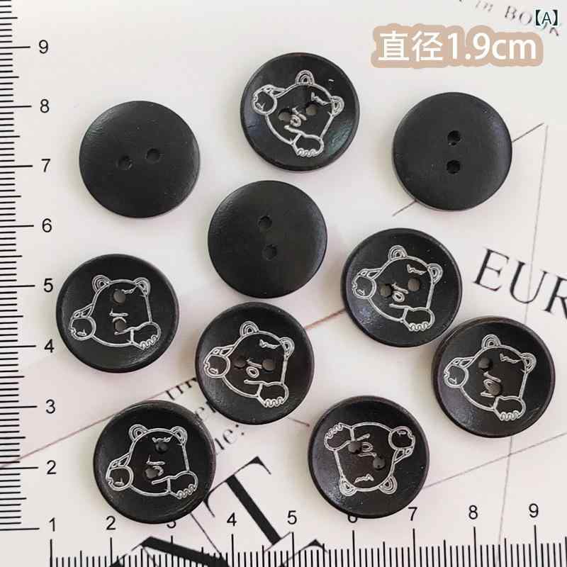 Button - 子供用 木製 ボタン 木の扣子 手作り DIY キッズ クラフト 材料 木質 アクセサリー 手芸 セット 自然素材 安全 玩具 子供 遊び 創造性 木の手作り キット