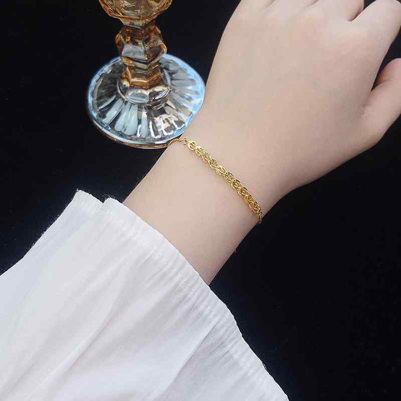Other - ブレスレット 女性用 韓流 ファッション 18K ゴールド メッキ フェザー デザイン シンプル シルバー チェーン 麦わら モチーフ 手首回り アクセサリー 軽量 普段使い ゴールド シルバー 輝き