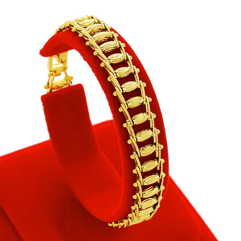 Leather - 手作り ブレスレット ベトナム 魚骨柄 布地 磨砂加工 ゴールドメッキ 24K アクセサリー 女性用 普段使い 軽量 スタイリッシュ ジュエリー 手元 華やか 細工 チェーン 装飾 人気デザイン
