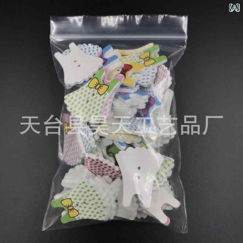 Button - 子供服 ワンピース 木製ボタン 付属品 手芸 DIY クラフト 素材 かわいい デザイン 日常使い 綿素材 軽量 女の子 向け 遊び着