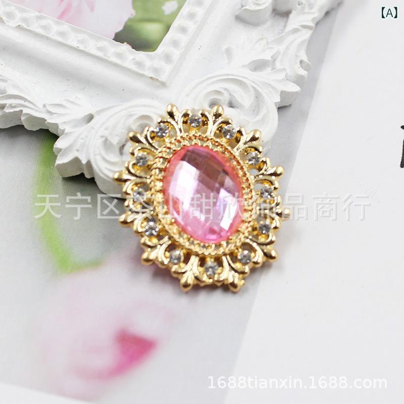 Button - ヘアアクセサリー ロリータ 手作り DIY 材料 蝶結び ガラス クリスタル 花 ディスク 合金 バックル かわいい かわいい ヘアピン ピン 飾り アクセント クラフト キット ピンク ホワイト ガーリー スタイル 普段使い