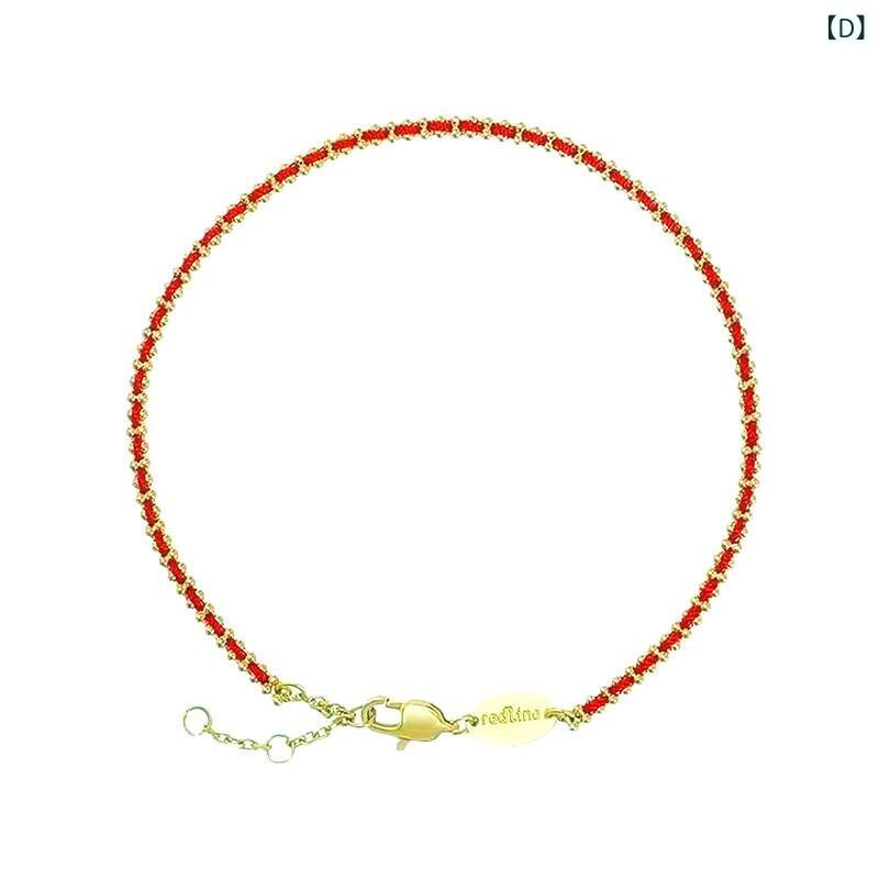 リバーパディの手首アクセサリー メンズ レディース カップル用 ラッキー 赤い紐 編み込み 手縄 色落ちなし 真空メッキ加工 羽根飾り 手首チェーン 軽量 普段使い シンプル 金属フリー 耐久性 ギフト向き｜アングル3