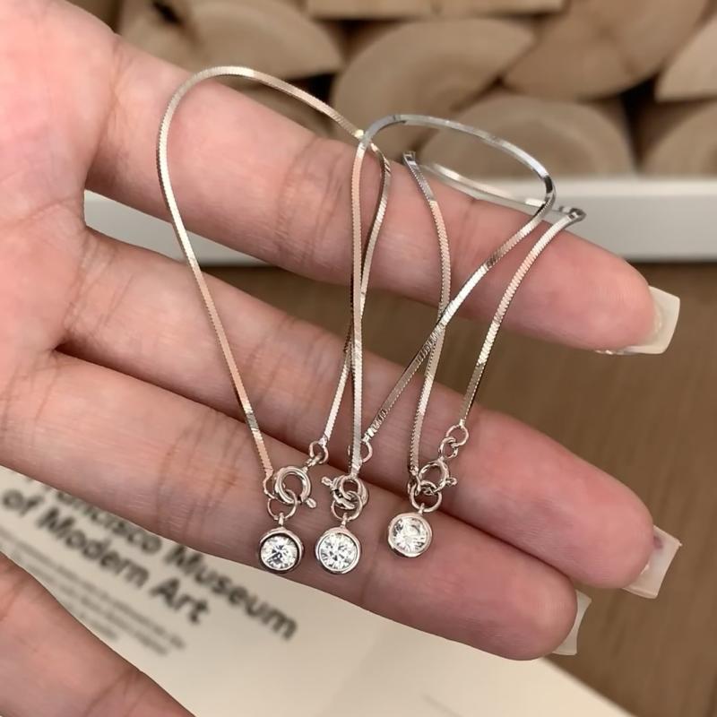Other - レディース シルバー アクセサリー 手首用 ブレスレット 蛇骨 チェーン タイプ 泡泡 デザイン 丸型 ジルコニア 装飾 高級感 日常使い レイヤード スタイル 精致 ユニーク 女性用 手飾り シルバー925 純銀 細工 シンプル 洗練 アクセント ジュ