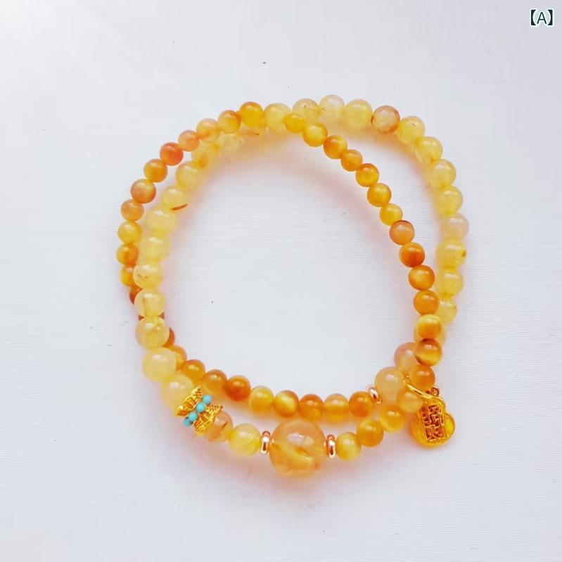 Other - 手首 ブレスレット 女性用 ダブルサークル 串珠 天然石 金発晶 虎目石 紫水晶 ファッション アクセサリー 高級感 ラッキーアイテム 普段使い 軽量 華奢デザイン ゴールド系 ピンク系 紫系 秋冬 通年対応