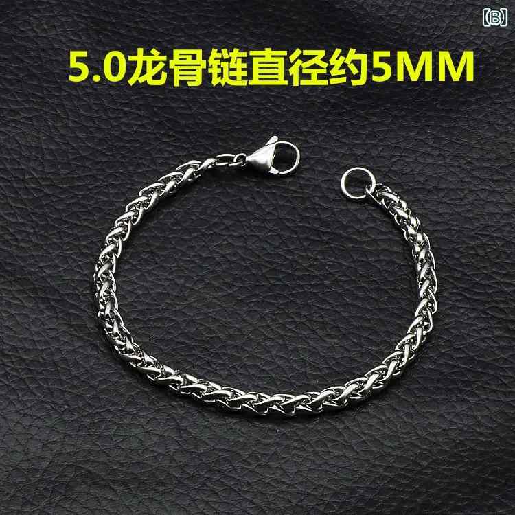 メンズ 手首アクセサリー ヒップホップ スタイル チタン スチール ブレスレット 古銀色 ステンレス 手環 潮男 復古 デザイン 普段使い 軽量 耐久性 シルバー グレー ユニセックス 2