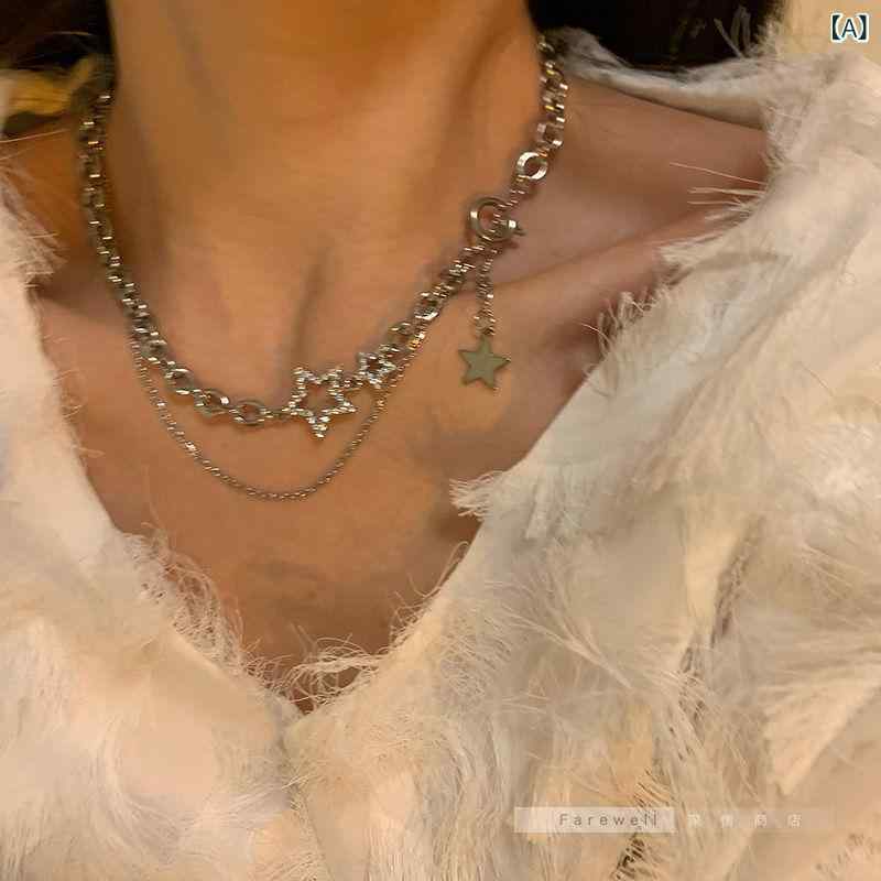 Green - ネックレス 女性用 かわいい ヒップホップ スパイシー アクセサリー 個性派 デザイン 鎖骨チェーン シルバー ゴールド 細身 レイヤード 普段使い 通勤 通学 秋冬 春夏
