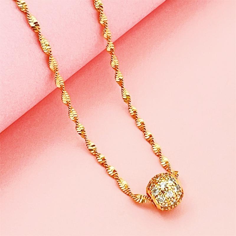 Pearl White - ネックレス 女性用 ラッキー ビーズ 吊り下げ 24K金メッキ 真空電鍍 高級感 ゴールド アクセサリー ファッション 普段使い 軽量 輝き チェーン シンプル デザイン ジュエリー ギフト ラッキーアイテム