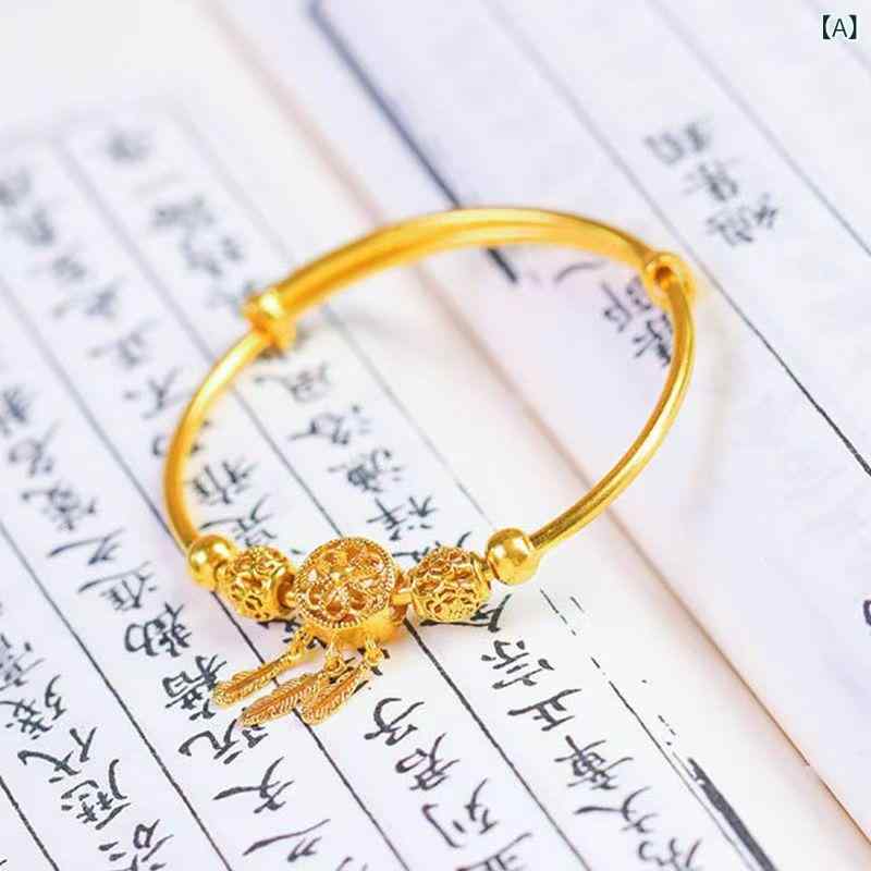 ブレスレット 女性用 手編み ゴールド かわいい シンプル クール プッシュ式 手環 ...