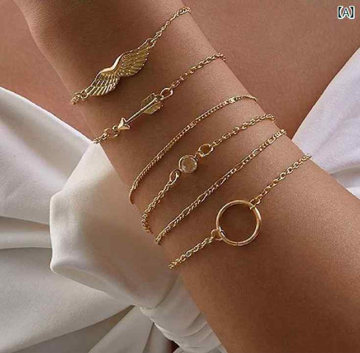 ブレスレット メンズ 女性用 ユニセックス ヒップホップ レイヤード チェーン スタ...