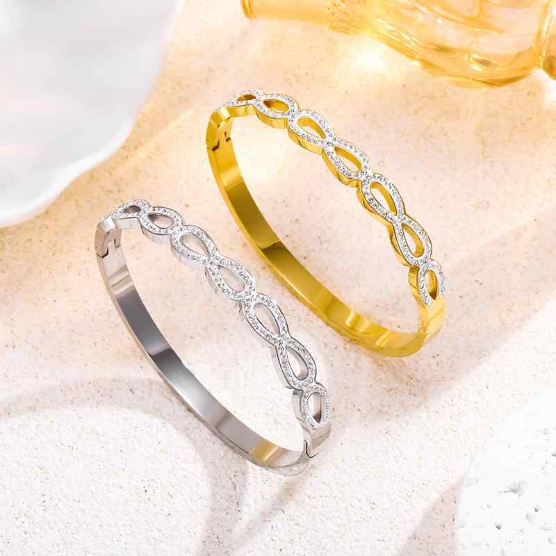 ブレスレット メンズ チタン ステンレス ステンレススチール 女性用 ユニセックス 波浪デザイン 丸型 ホロー加工 ジルコニア 装飾 軽量 伸縮性 普段使い キラキラ 輝き シルバー グレー系 春夏 秋冬 通年