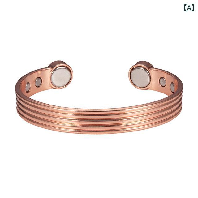 ブレスレット 男女兼用 磁性条紋 赤銅 復古 可調整 純銅 軽量 普段使い ラッキーアイテム シンプルデザイン アクセサリー 2