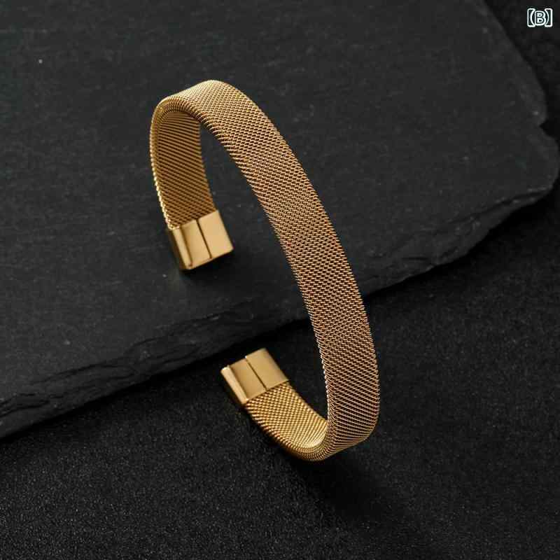 リバーパディのブレスレット 女性用 ステンレス 8mm メッシュ ワイヤー デザイン モダン 高級感 ファッション アクセサリー 普段使い 軽量 耐久性 シンプル シルバー メタル ジュエリー｜アングル3