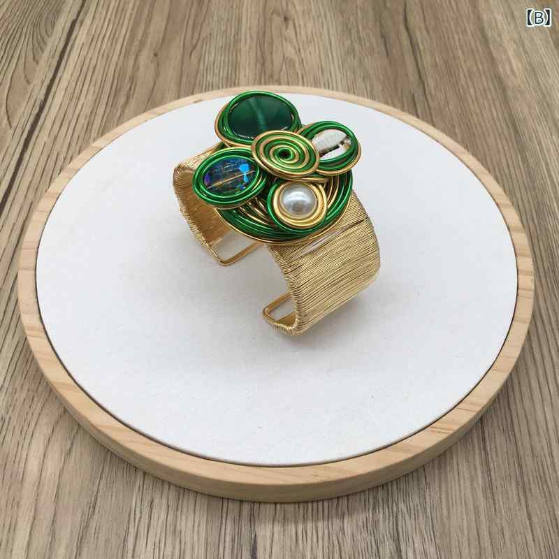 レディース 手首 アクセサリー 花柄 手作り チャーム セット 華やか 女性用 ブレスレット ビンテージ アルミワイヤー リング 装飾品 普段使い 軽量 デザイン かわいい シンプル シルバー系 ゴールド系 通年 3