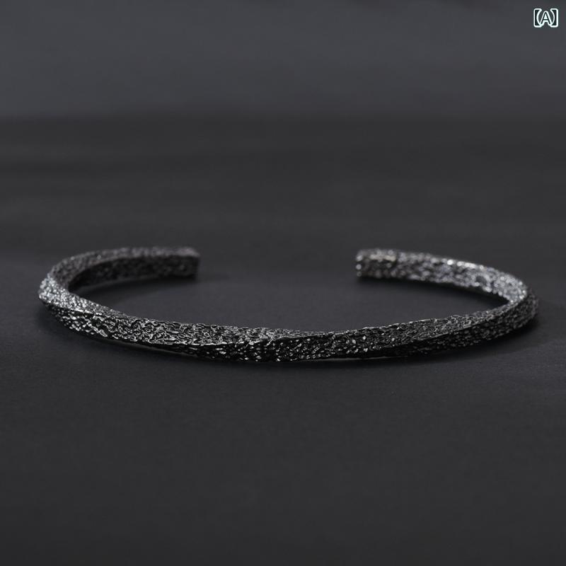 リバーパディのメンズ ウブタン 手首アクセサリー モビウスリング ブレスレット 開口式 手環 レトロ シンプル ミニマル クラシック 日常使い 金属製 アクセサリー 装飾品｜アングル2
