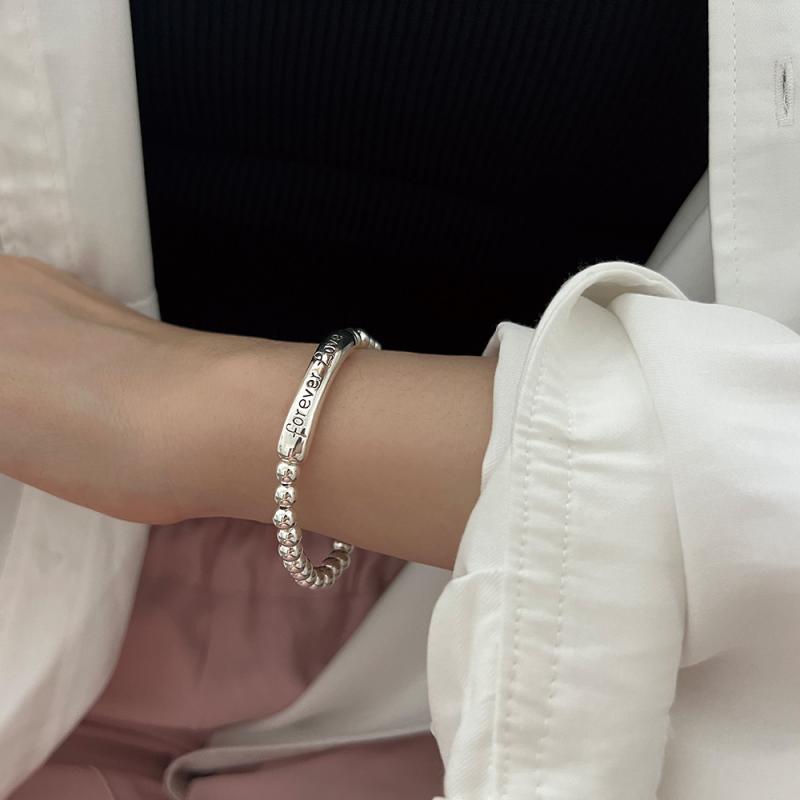 レディース 925シルバー 手作り ビーズ チェーン ブレスレット かわいい 軽量 デザイン 夏 ファッション アクセサリー シンプル ジュエリー シルバーアクセ 女性用 ブレスレット 夏物 軽やかな 装飾 アクセサリー 925純銀 ビーズブレスレット