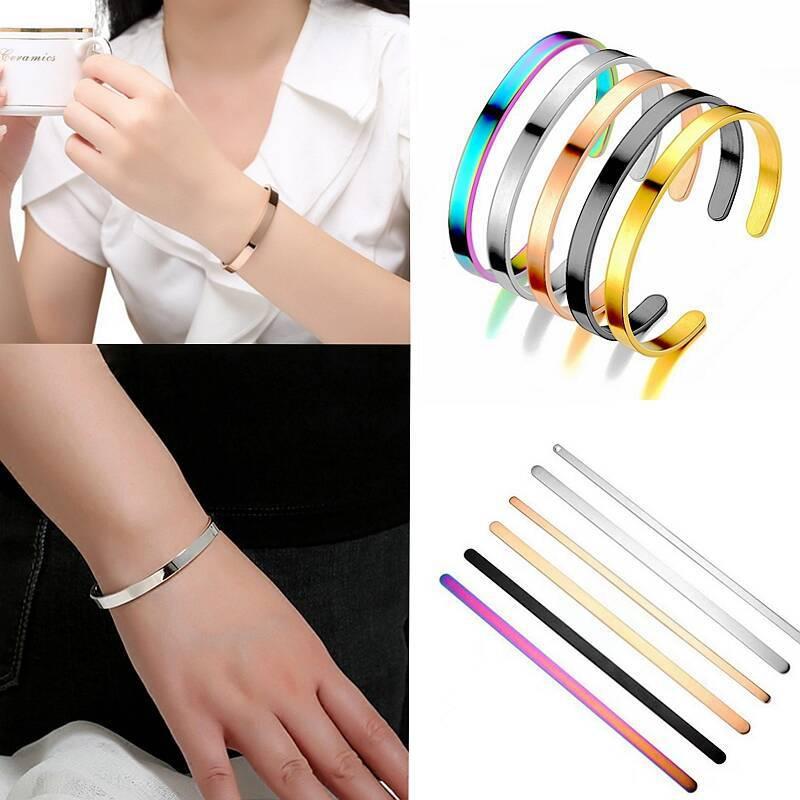 ブレスレット メンズ 女性用 C 形 チタン ステンレス バングル リング 直線 DIY アクセサリー シンプル デザイン 軽量 耐久性 シルバー ゴールド 普段使い 通勤用
