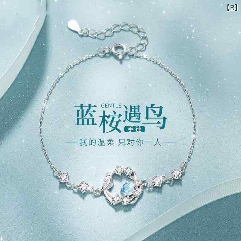 リバーパディのレディース 手首アクセサリー ユーカリ 鳥モチーフ ブレスレット 軽量 細身 華奢 女性用 バングル かわいい ギフト プレゼント アクセサリー ジュエリー シルバー調 日常使い シンプル 洗練｜アングル2
