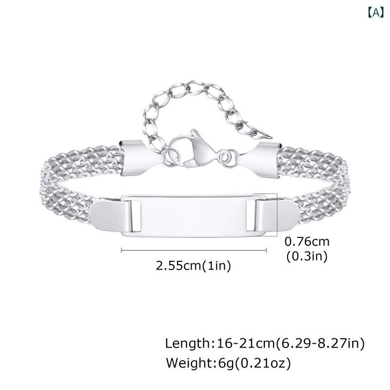 ブレスレット 女性用 ステンレス 個性 ベンドタグ デザイン 手首用 バングル シルバー ステンレス 軽量 耐久性 シンプル アクセサリー 普段使い シルバー メタル チェーン ジュエリー 2