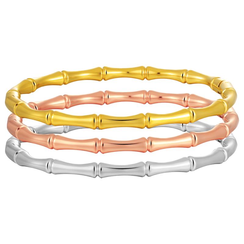 Leather - レディース 手首アクセサリー 竹節 形状 バングル ブレスレット ファッション アクセサリー 女性用 ステンレス チタン合金 電気メッキ 24Kゴールドカラー PVDコーティング 高級感 耐久性 耐色性 実色 シンプル デザイン 普段使い ジュエリー 腕