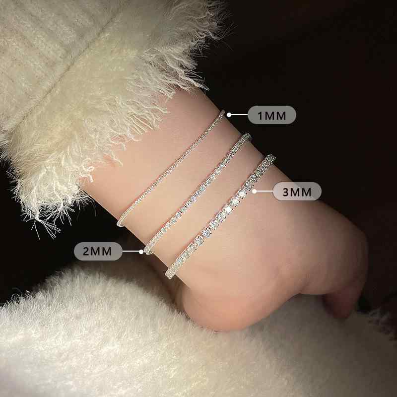 Other - ブレスレット 女性用 シンプル ミニマル トレンド ジルコニア 輝き 軽量 細身 チェーン アクセサリー 普段使い かわいい スタイリッシュ シルバー ゴールド ピンクゴールド